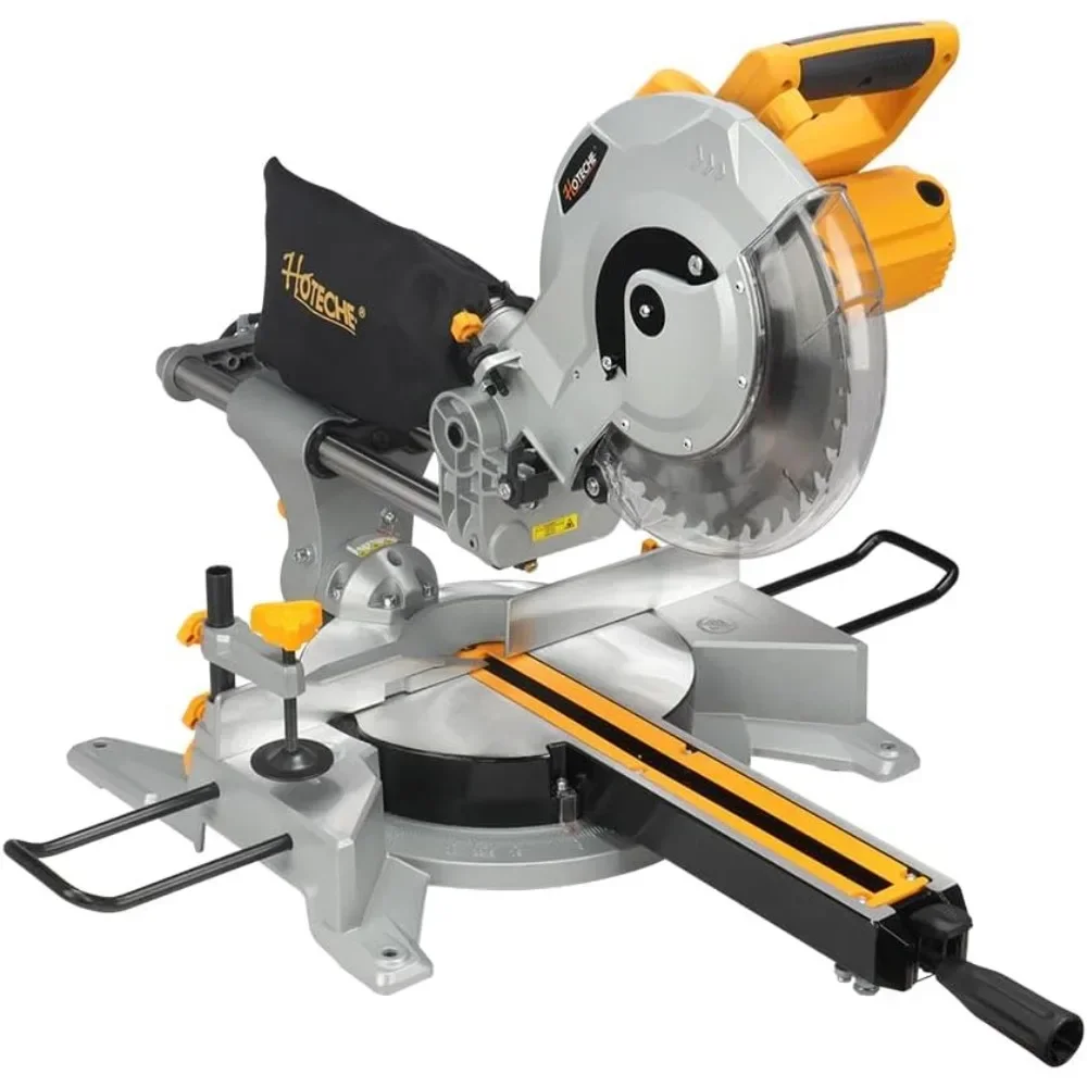 10-Inch Sliding Compound Miter Saw 15-Amp Single Bevel Power Chop Saw with Laser Guide for Wood and Metal Working