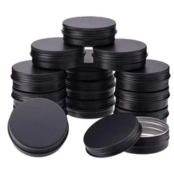 100 Stuks 10/15/20/30/50/60G Zwart Aluminium Tin Potten Lege Ronde metalen Doos Gezichtscrème Cosmetische Container Met Deksel Lippenbalsem Jar Pot