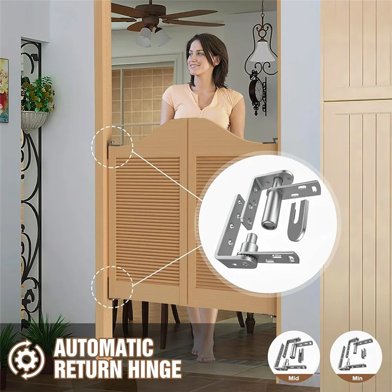 AEE6-2Pack Cafe Deur Scharnieren, 304 Rvs Swingende Deur Hardware Saloon Deur Scharnieren, Zelfsluitend, voor Swingende Deur