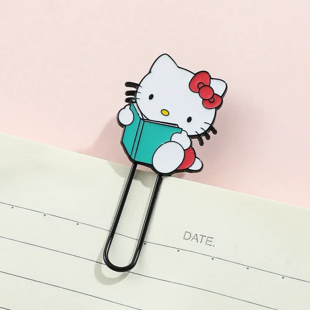 1pcs Kawaii Cute Hello Kitty Metal Paper Clip Bookmarks Anime Fan Collect Sanrio Series Girls Gift Stationery School Supplies