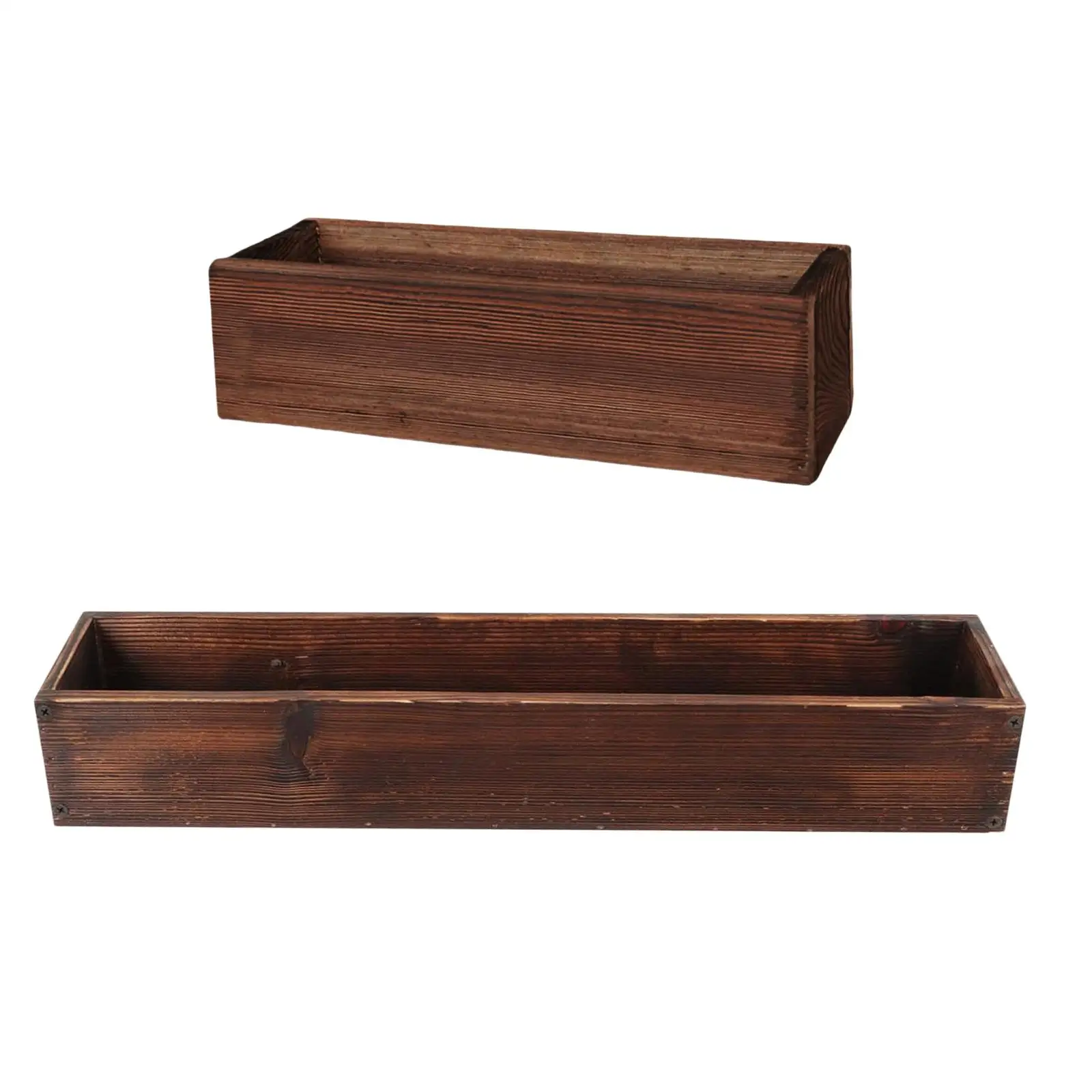 Wood Planter Box Rectangle Centerpiece Decorative Plant Pot Flower Pot for Office Shelf Indoor/Outdoor Plants Balcony Garden