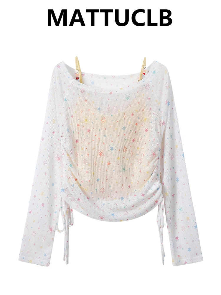 Herbst Frauen 2000er Jahre Ästhetische Amerikanische Zweiteilige Sets Langarm Crop Top + Leibchen Design Koreanische Gyaru Coquette Shoujo Flut