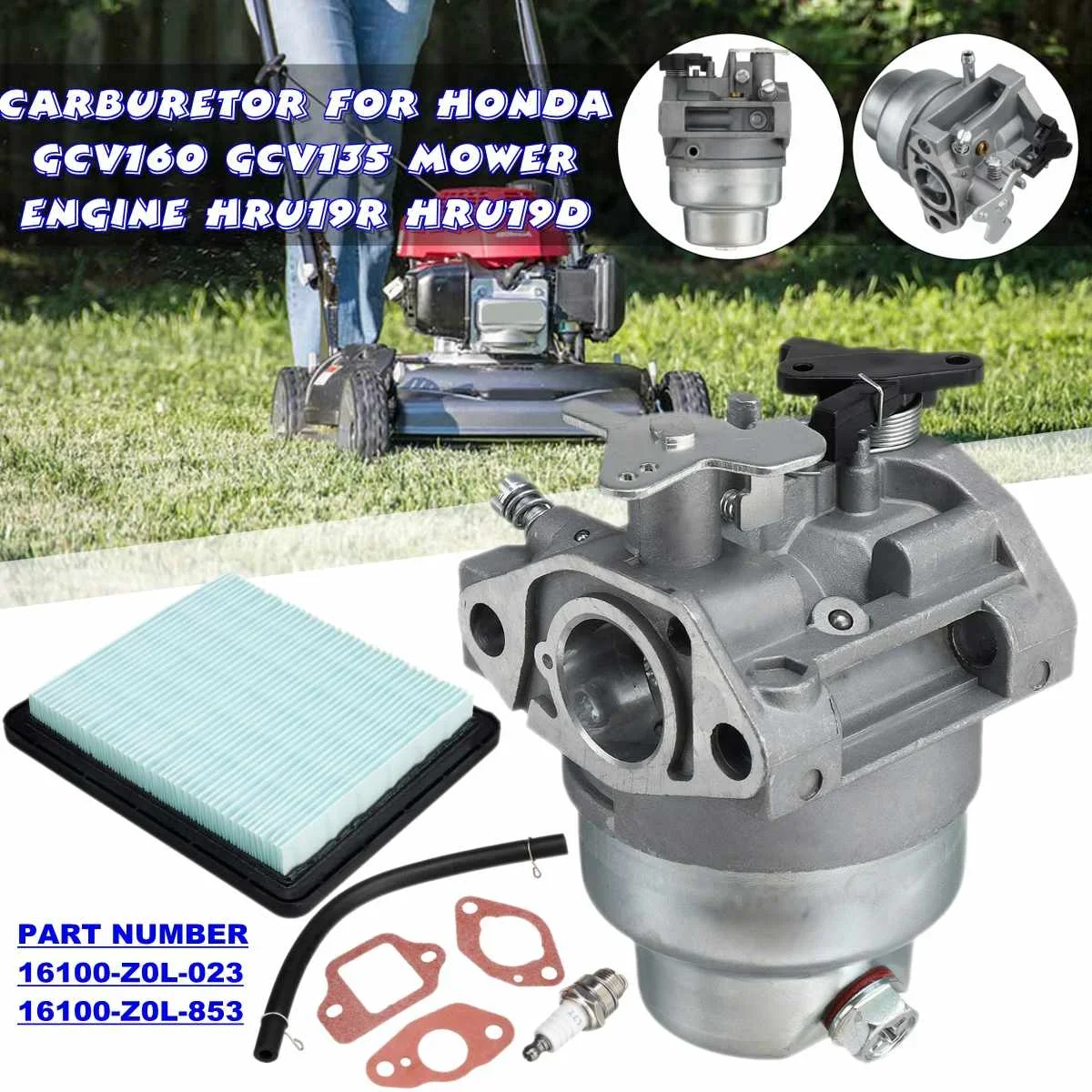 16100-Z0L-023 Carburetor for Honda GCV160 GCV135 Mower Engine HRU19R HRU19D Carby Adjustable