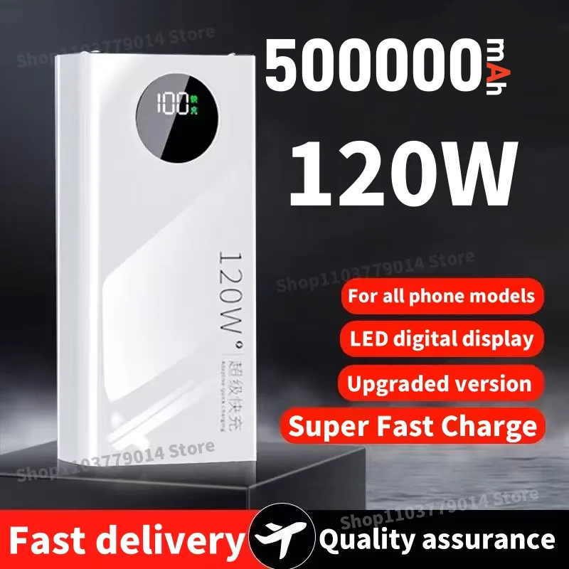 500000mAh Fast Charging Power Bank 120W High Capacity Powerbank Portable Battery Charger For iPhone Samsung Huawei 2025 New