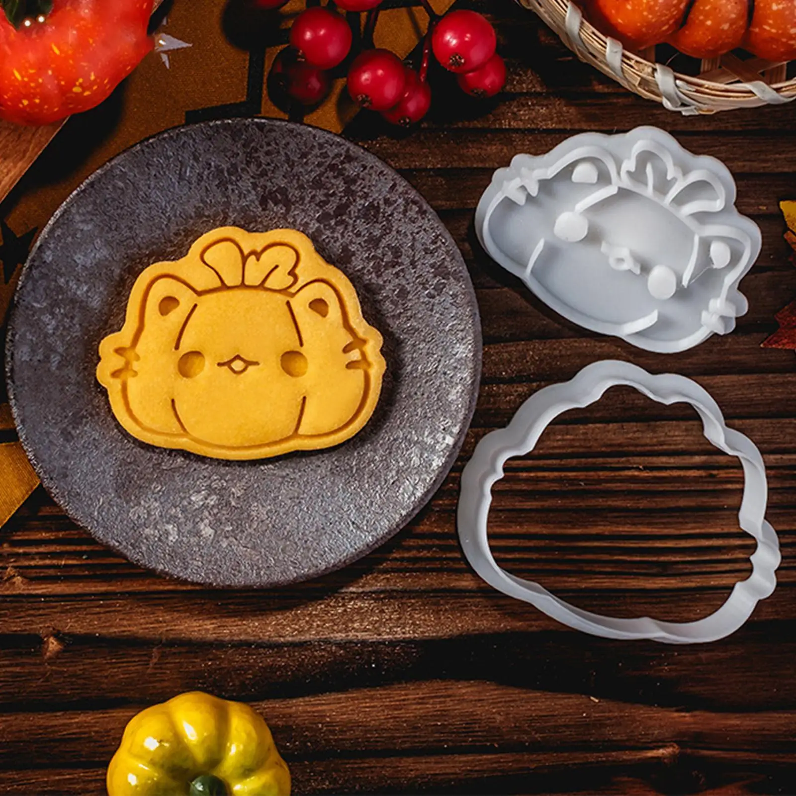 Cortador para hornear postre, molde para cortar para hornear gatos de Halloween, cocina para principiantes, moldes de animales en relieve para eventos, panadería, masa, queso