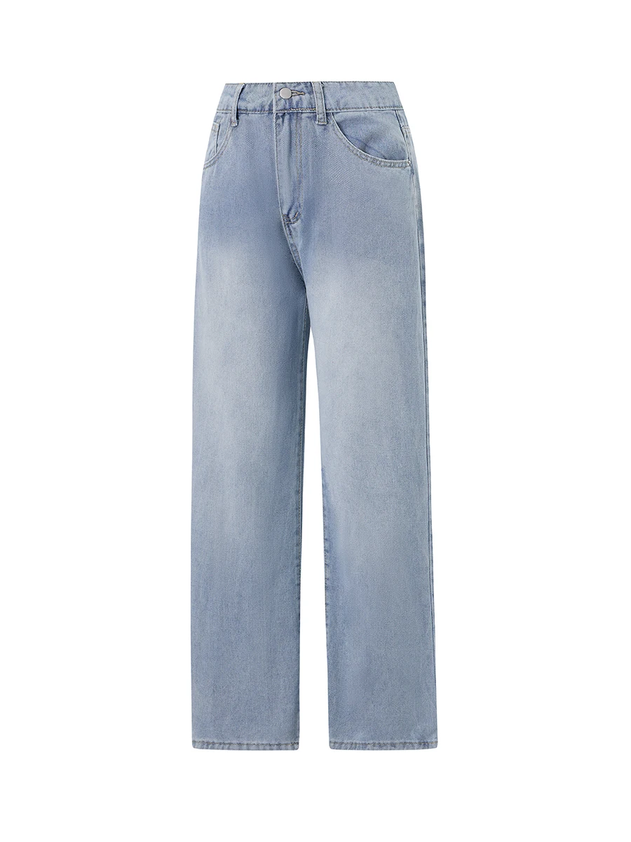 

Women s Vintage High Waist Flared Jeans Retro Wide Leg Denim Trousers with Pockets and Distressed Washed Finish