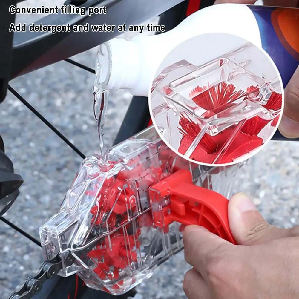 Bicycle Chain Cleaner Mountain Road Bike Chain Degreasing Transparent Visual Immersion Chain Washer Bicycle Cleaning Accessories