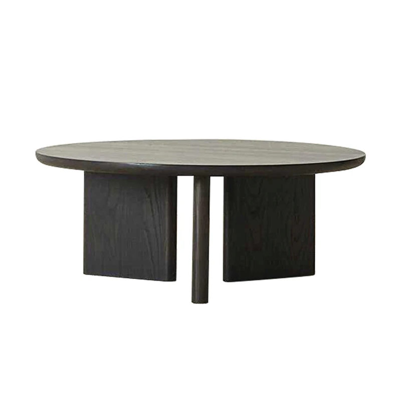 Rock Wabi-Sabi Style Solid Wood Round Coffee Table, Simple Geometric Creativity, Small Apartment Bay Window Table