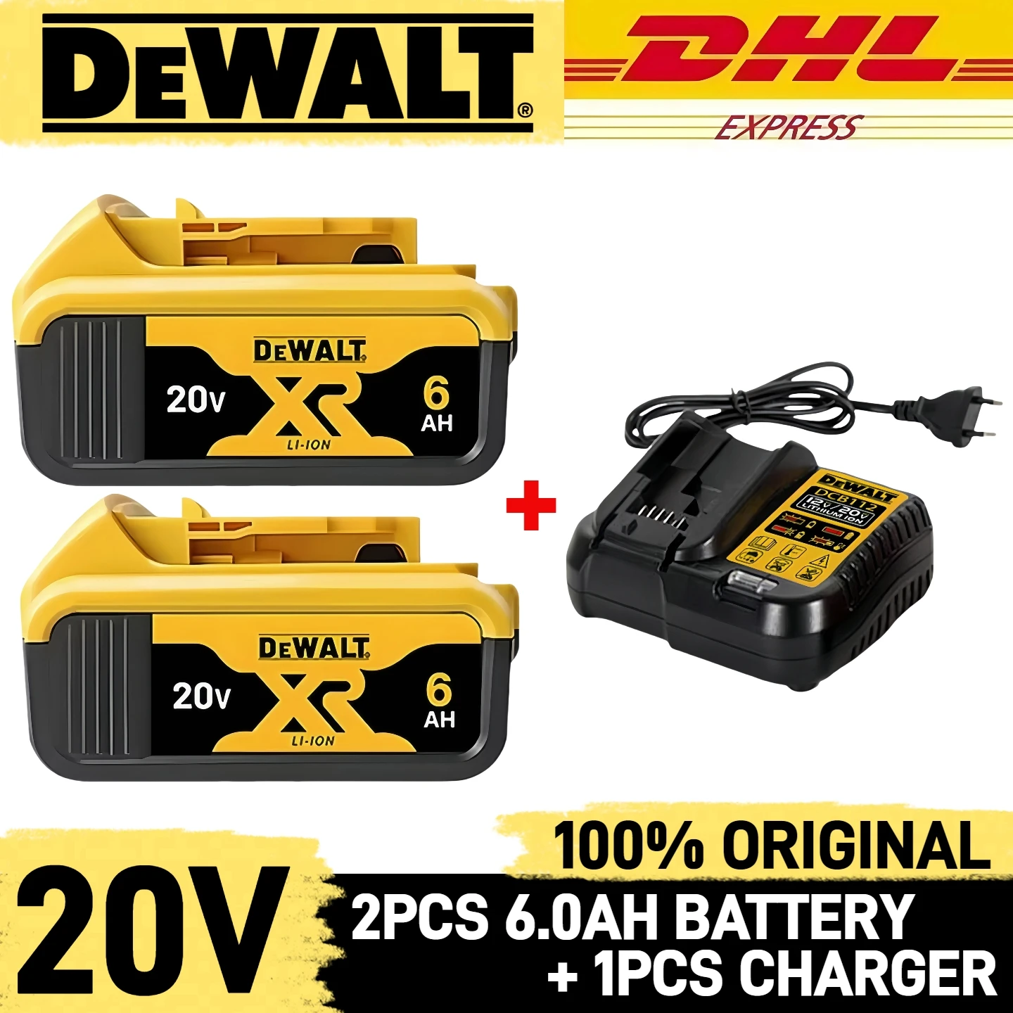 

100% Original-DEWALT 20V battery, DCB206 6AH, DEWALT 20V tool battery for Dewalt DCG406 DCF850 DCF512 DCD796 DCF887 DCE530