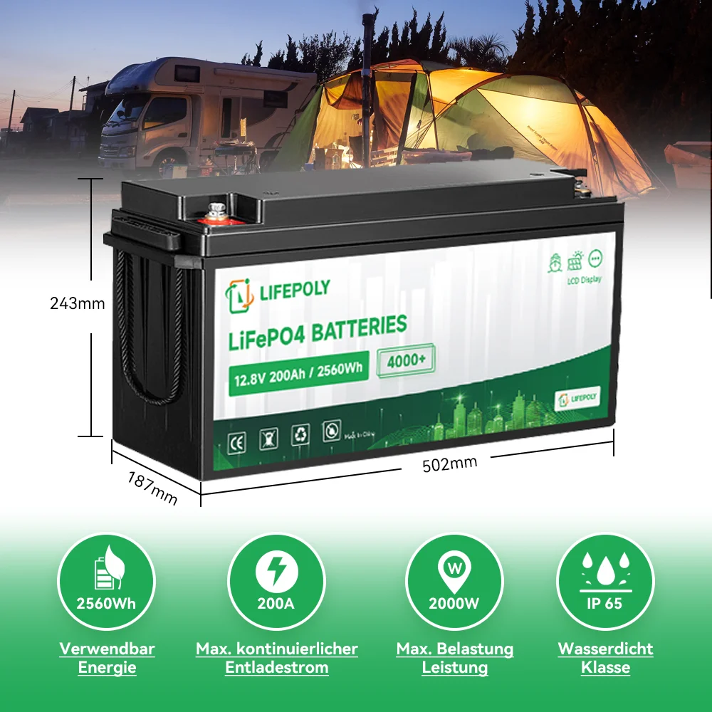 Nuova batteria LiFePO4 12V 200Ah 100Ah 50Ah Pack litio Lron fosfato sistema BMS integrato per carrello da Golf solare EV RV 4000 + cicli