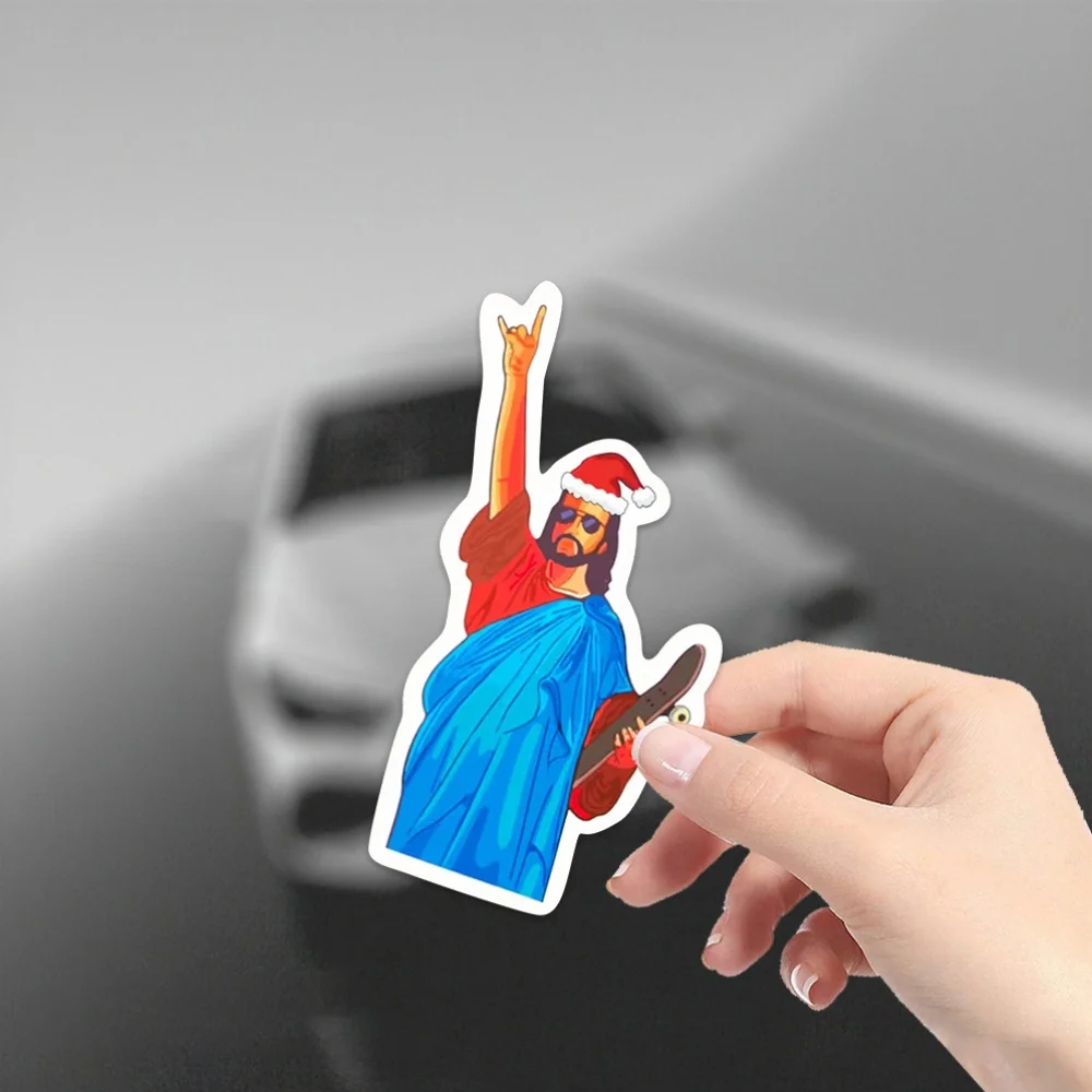 

1 шт. виниловая наклейка Holiday Rock Jesus для шляпы Санты — идеально подходит для автомобильных бамперов, окон и ноутбуков.