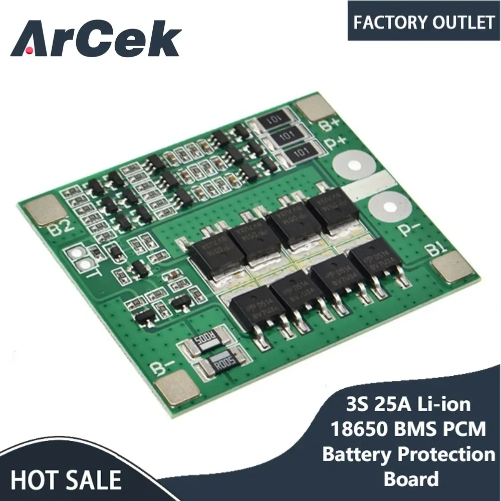 3S 25A Li-ion 18650 BMS PCM Battery Protection Board Bms Pcm with Balance for Li-ion Lipo Battery Cell Pack