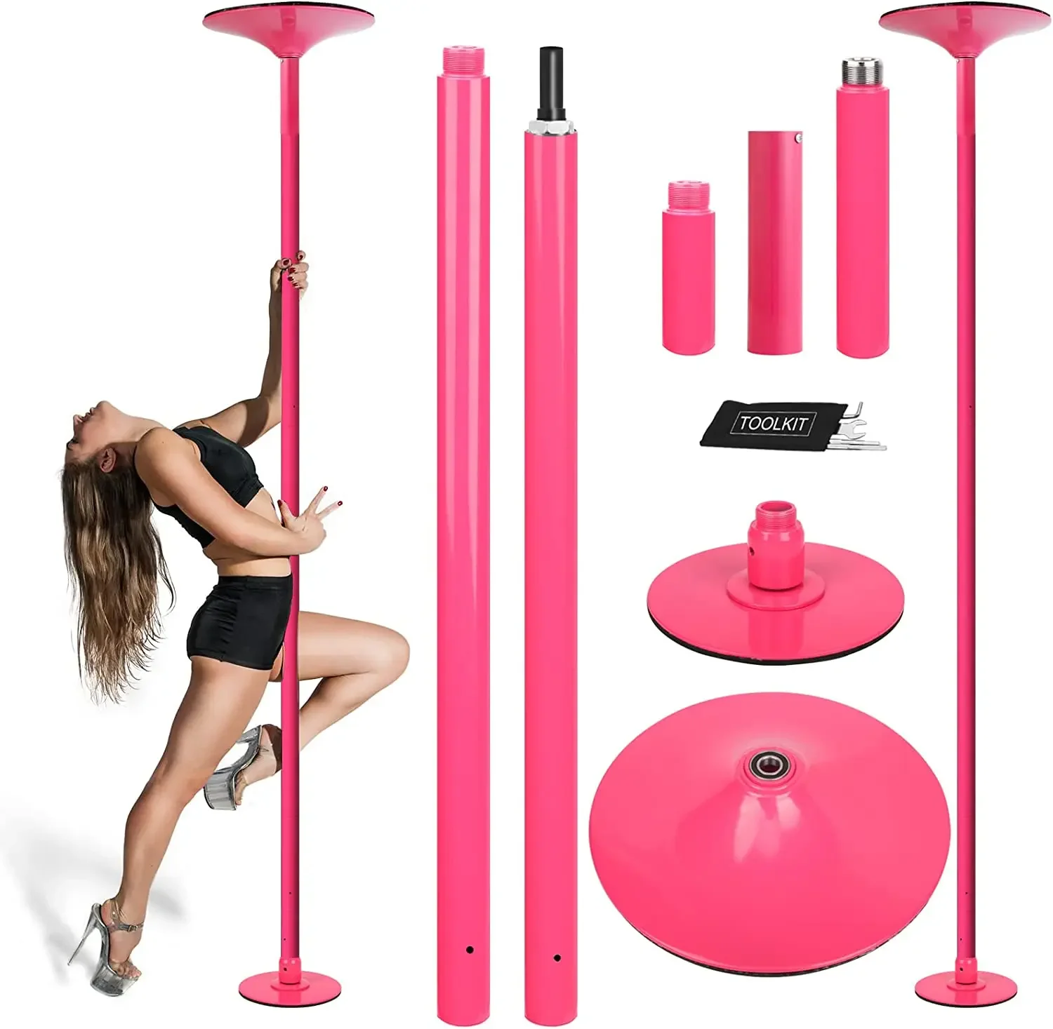 Bilink  High Quality Removable Adjustable Stainless Steel Portable Firm Dance Pole Tube Spinning Dance Stripping Pole