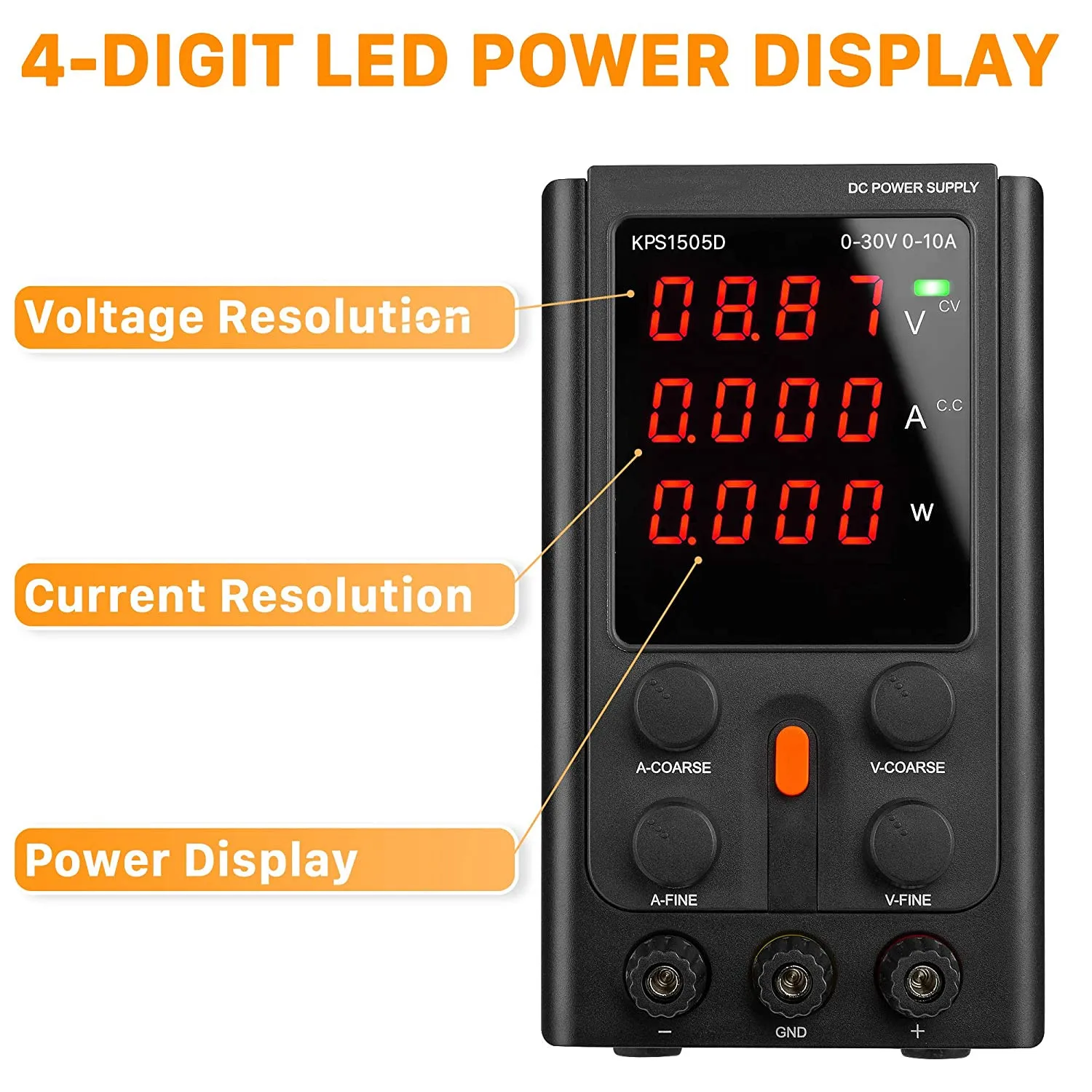 可変DC電源,30V, 10A, 4デジタルLEDディスプレイ,精密調整可能,安定化スイッチング,新品