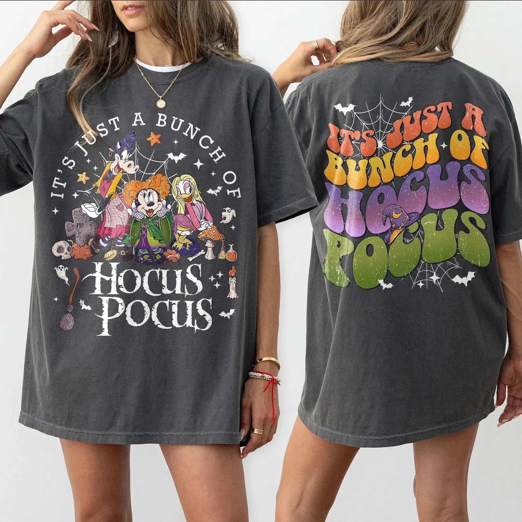 إنه مجرد مجموعة من قميص الهالوين Hocus Pocus ميكي ميني للهالوين تي شيرت ساندرسون الأخوات محاكاة ساخرة قميص كبير الحجم Y2k تي شيرت