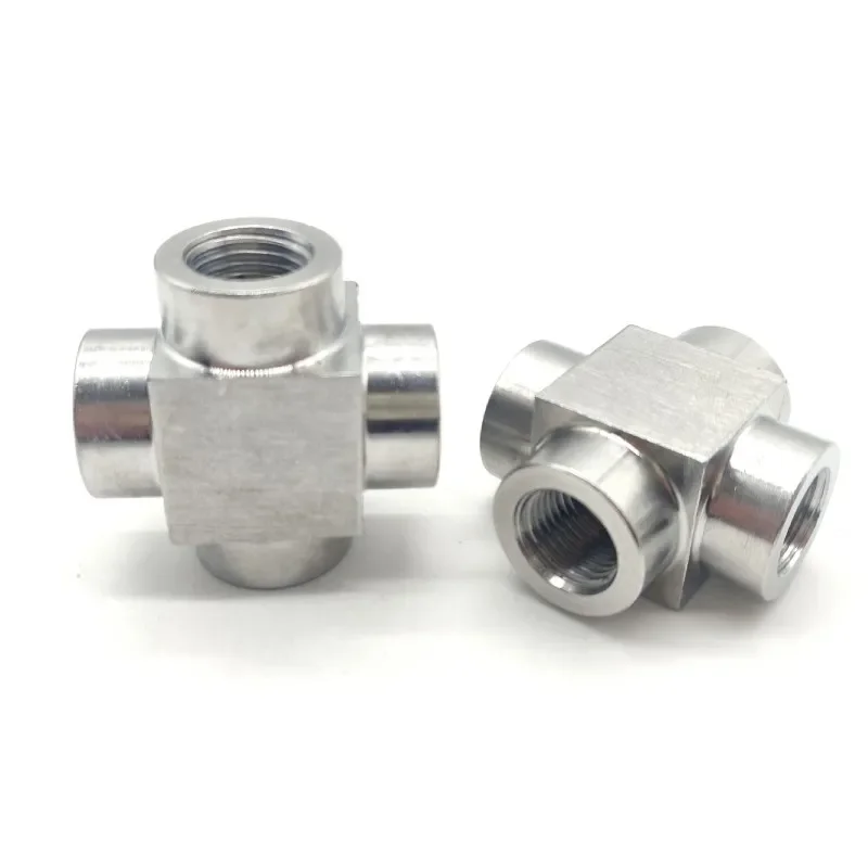 

1/8 "1/4" 3/8 "1/2" Female Cross 4 Way Splitter Block 304 Stainless Steel Pipa Fitting Konektor Air Gas Bahan Bakar