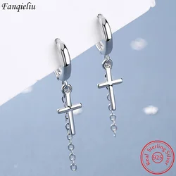 High Quality Fashion Jewelry 925 Sterling Silver Cross Drop Earrings For Woman New FQL21288