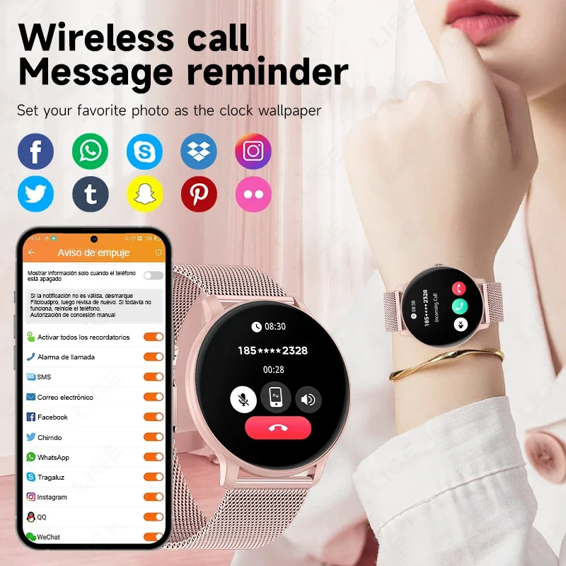 LIGE Bluetooth Call Smart Watch Women Custom Dial Smartwatch For Android IOS Sports Fitness Tracker Heart Rate Smart Watches Men - view 2