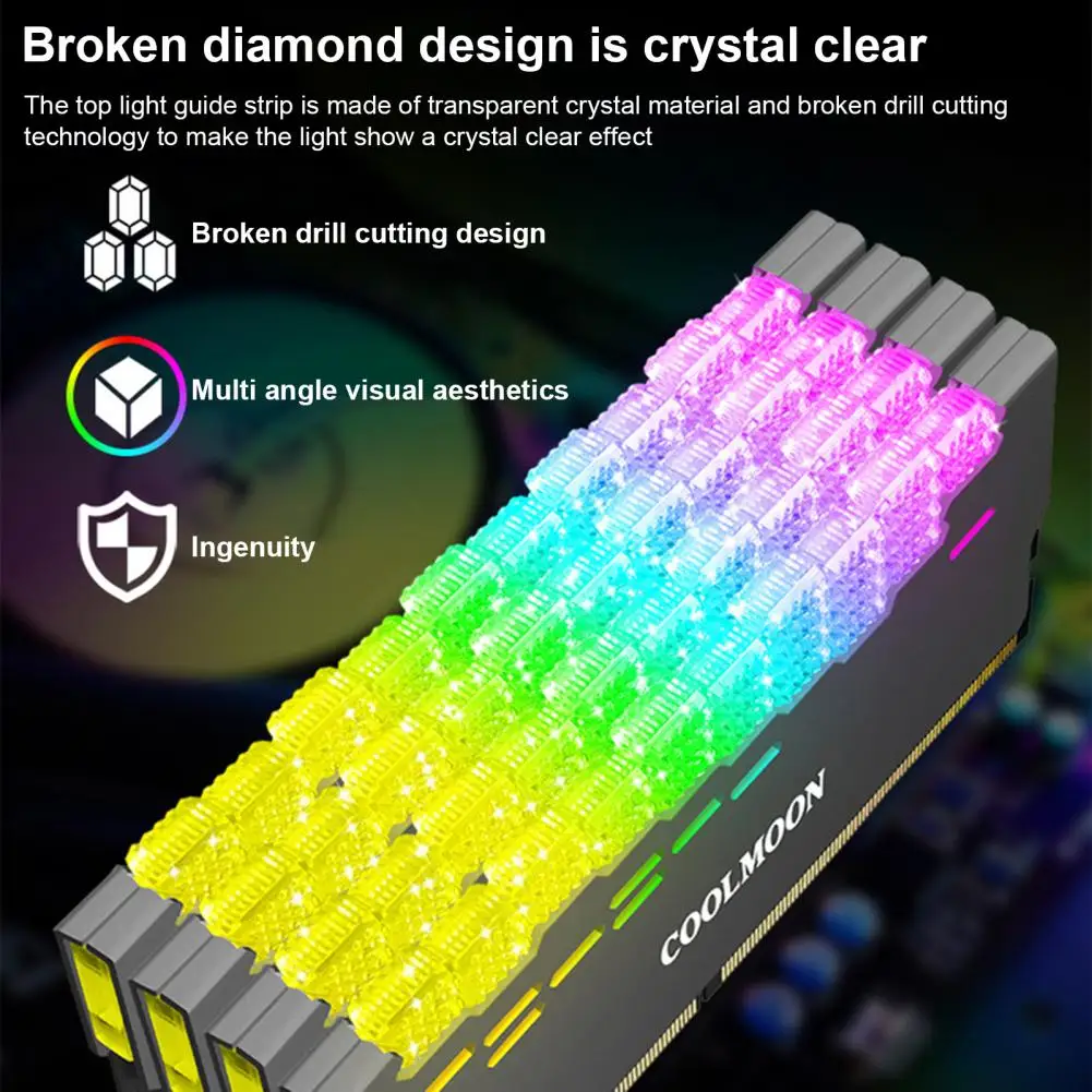 Coolmoon Ra-2 Ram Cooler High Efficiency 5v Argb Memory Module Heat Sink Light Effect Desktop Computer Memory Cooler