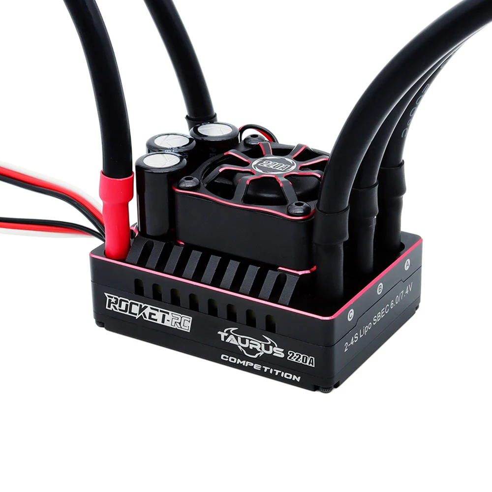 ROCKET-RC 220A Brushless ESC  2-4S Speed Controller 7.4V/6A BEC with Heatsink for 1/8 RC Car Off Road Buggy Replacement Parts