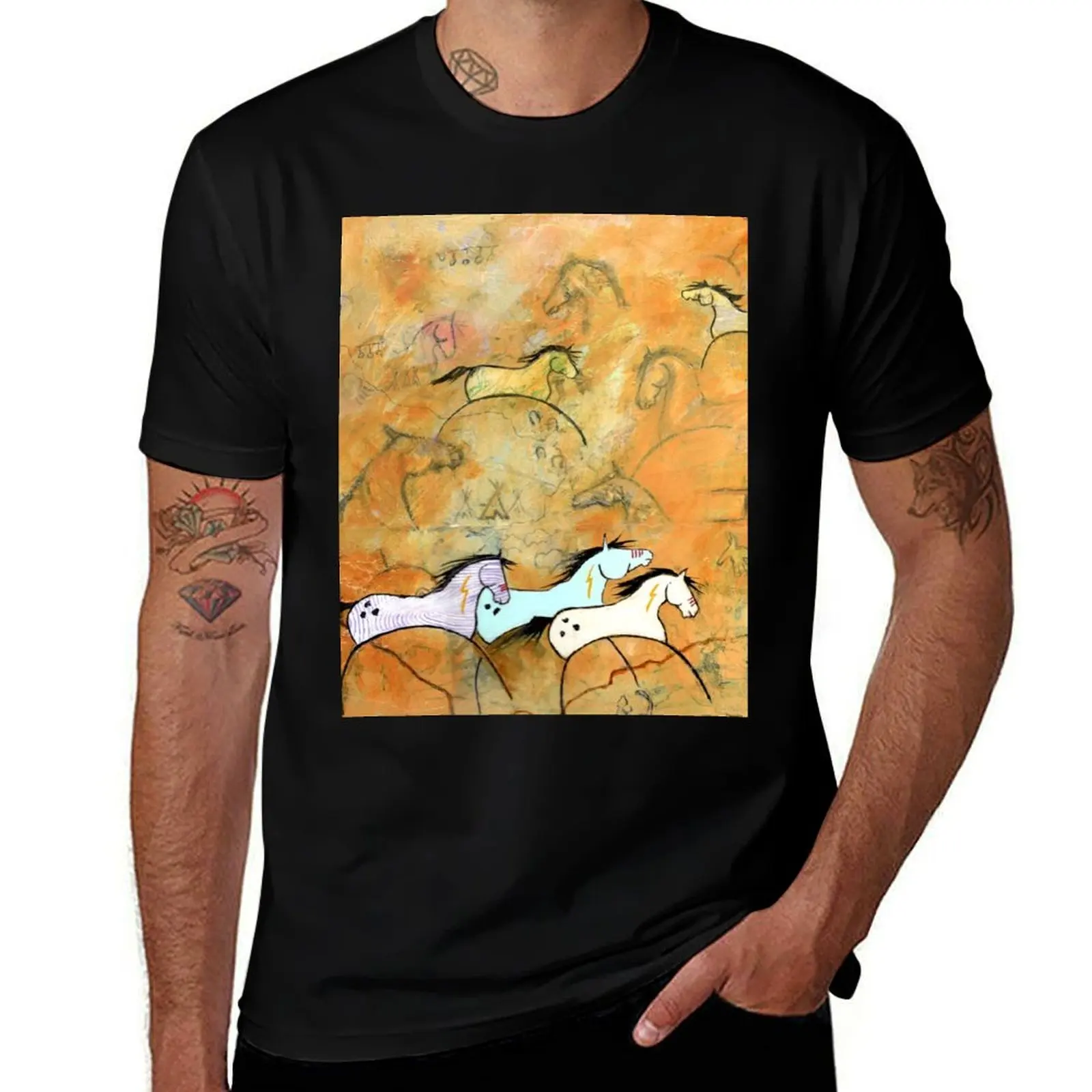 

Horses of the Plains, Southwest art T-Shirt Summer Fashion Casual Tee Shirt