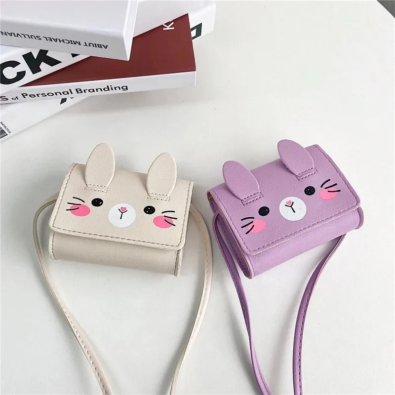 Petits sacs à bandoulière lapin mignon pour enfants, mini porte-monnaie de dessin animé, sacs à main pour bébés filles, accessoires pour enfants, petit sac initié