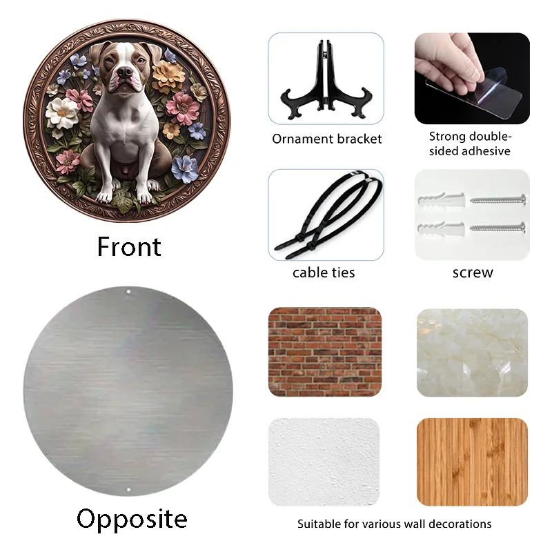 Adornos de aluminio personalizables para mascotas, pinturas circulares de American Staffordshire Terrier, piedras preciosas únicas de recuerdo para mascotas