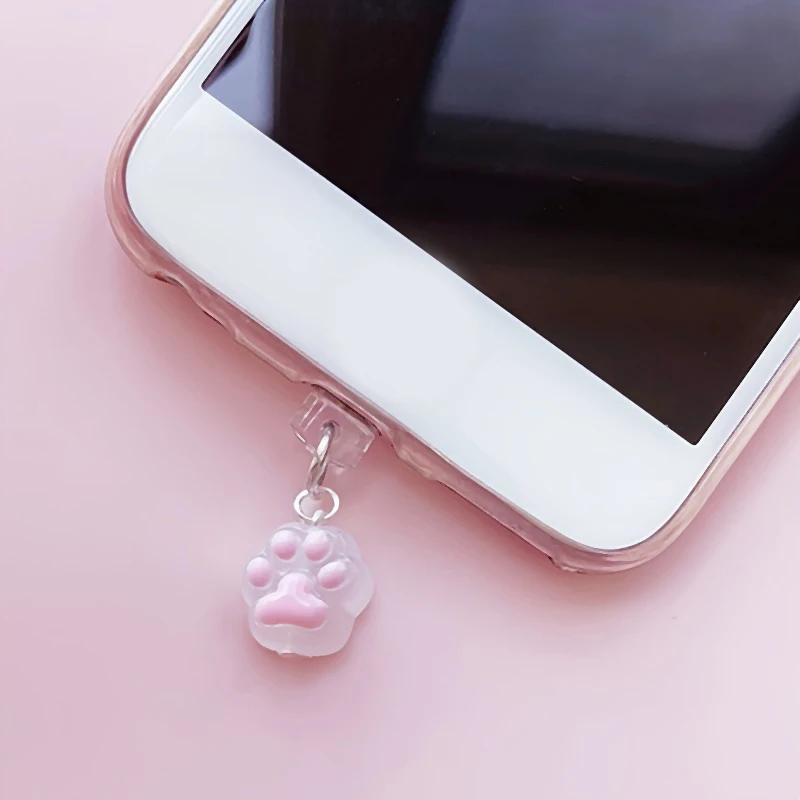 1pc Cute Cat Claw Phone Dust Plug Pendant Suitable For IPhone For Samsung Type-C Interface Dust Plug Accessory Decoration