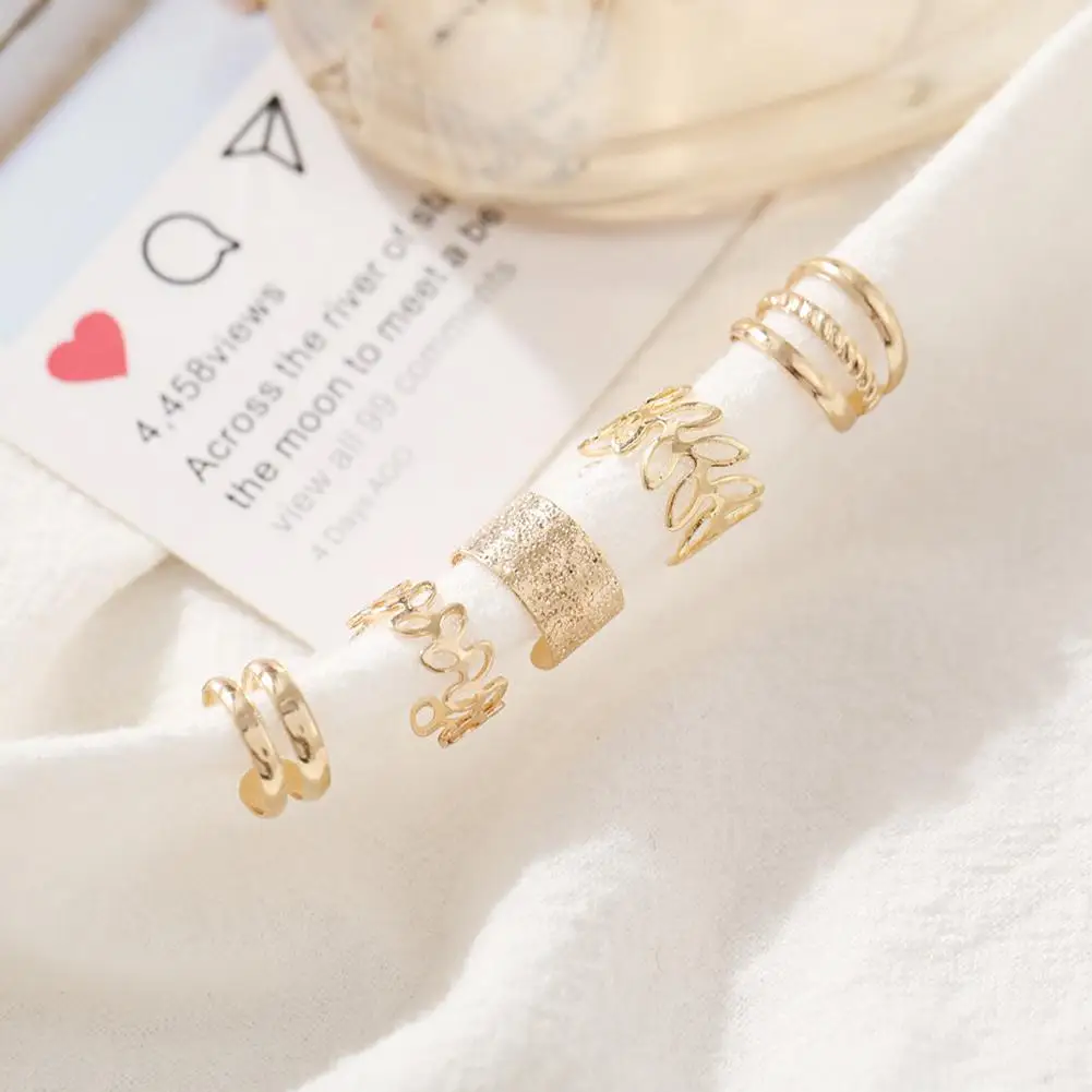 5pc Women's Natural Earstuds & Men's Ear Bone Clips Set