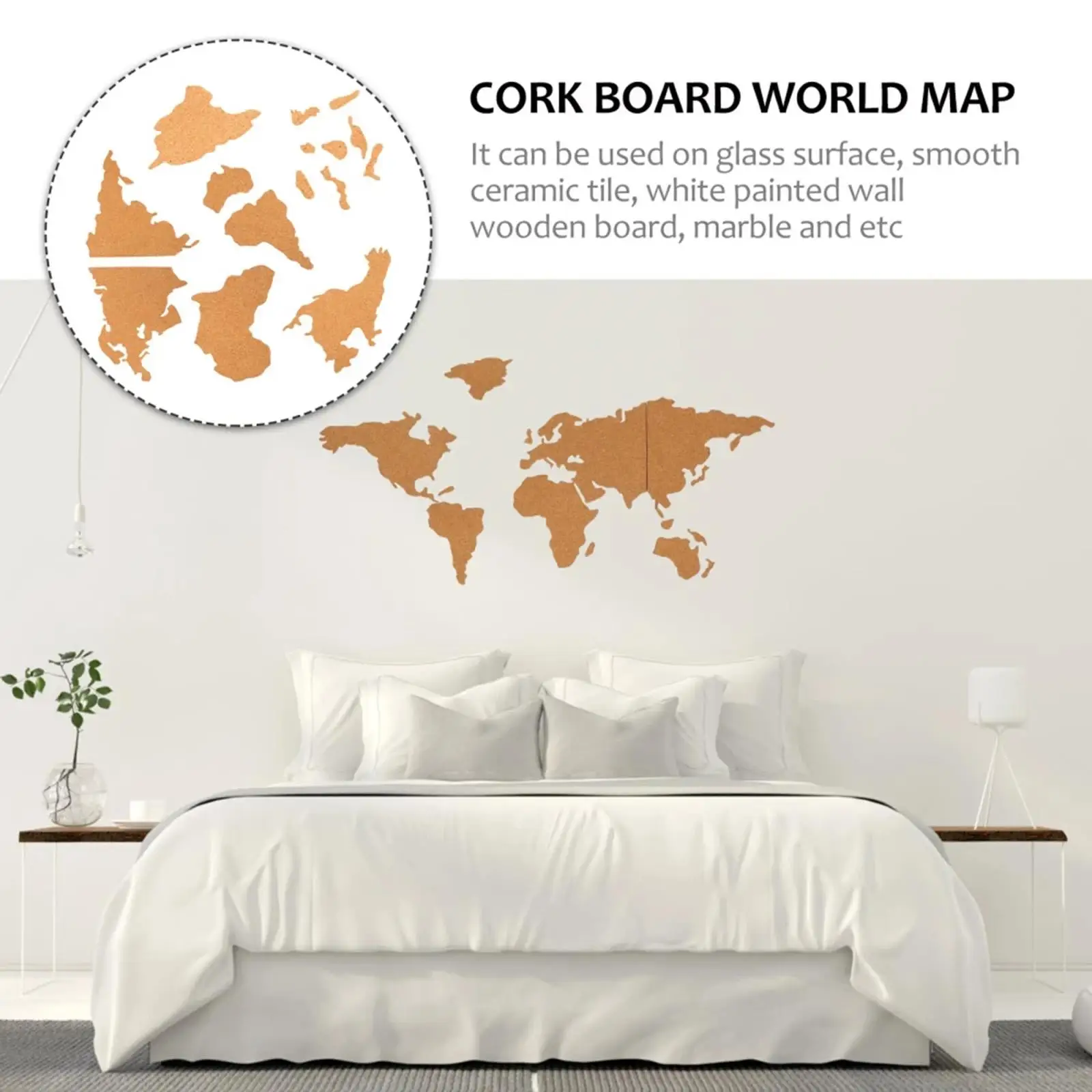 Classic Natural Cork World Cork Board with 10pcs Pins Home Ornaments