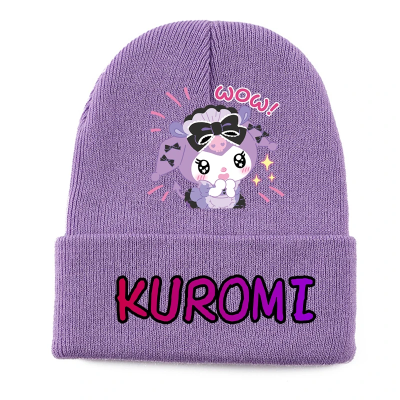 Anime Cartoon Kuromi My Melody Kawaii Purple Knitted Beanies Winter Warm Soft Cute Students Comfortable Men Women Outdoor Cap