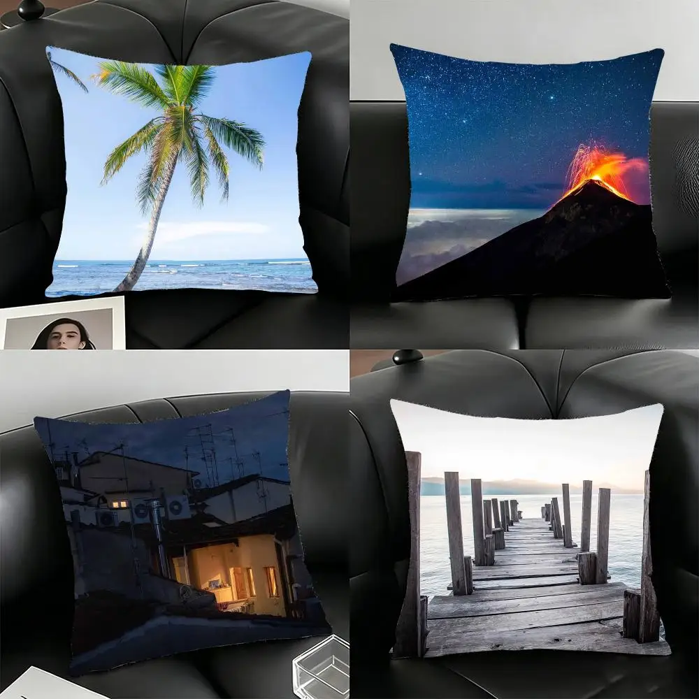 Artist M-Michael Green Cushion Cover Soft Plush Pillowcase Double Sided Cushion Cover for Sofa Bedroom Home Decor Gift