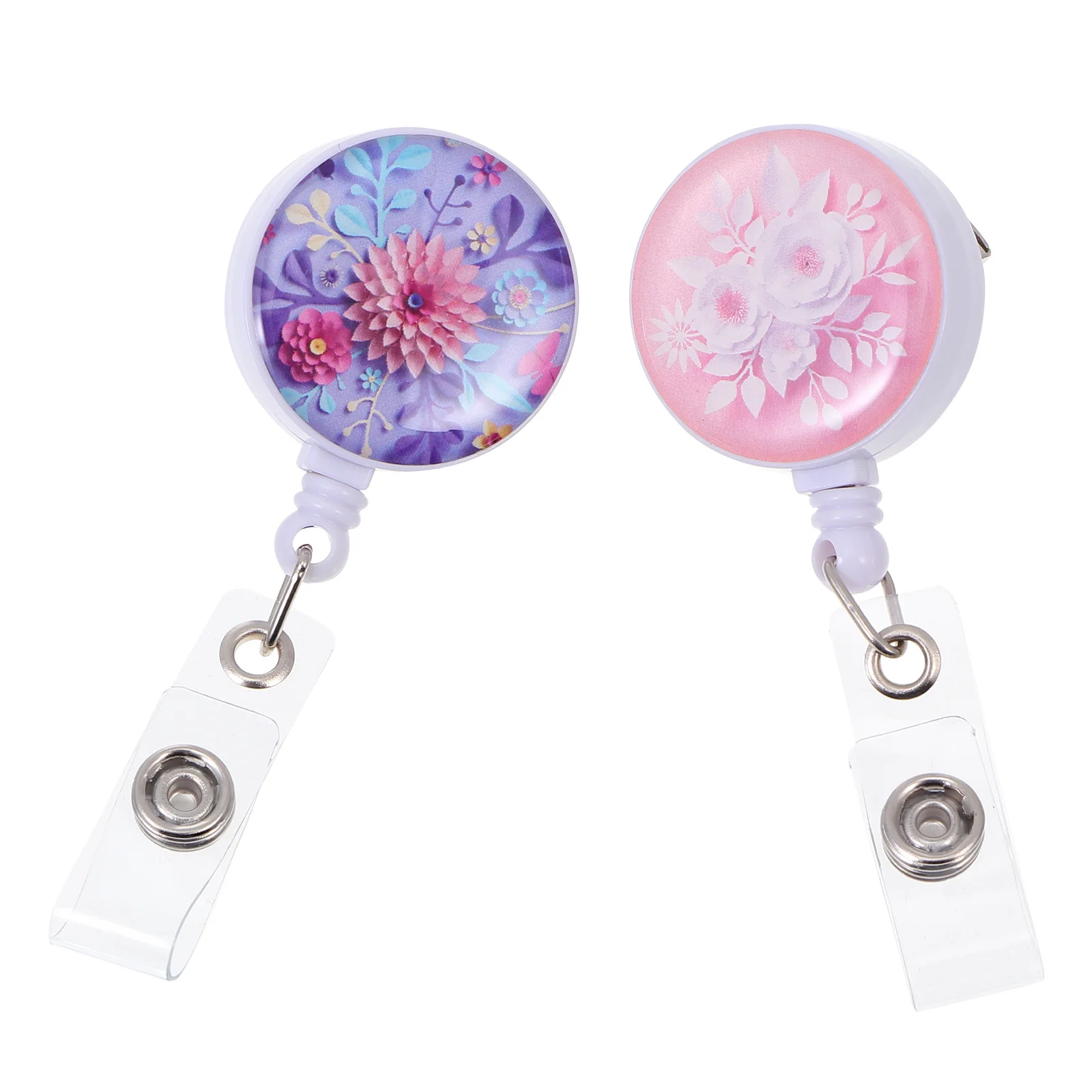

2Pcs Plastic Id Badge Clip Creative 3D Flower Retractable Cards Holder Buckle for Work Student Use Badge Clip Retractable Buckle