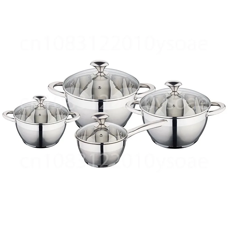 

Утолщенный набор кастрюль из нержавеющей стали класса 201, 5-слойная нижняя кастрюля для молока, кастрюля для супа, кастрюля KV-6613