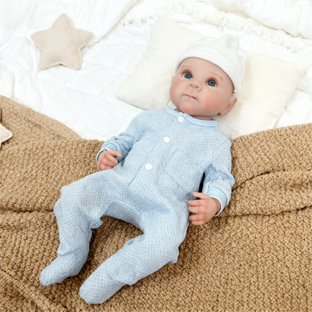 19-Inch Realistic Hand-Painted Resurrection Doll Art Collectible Toy with Open-Eye Design Ideal Gift for Doll Collectors