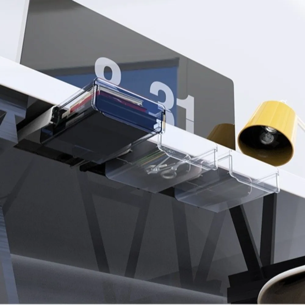 مشبك منزلق تحت درج المكتب منظم متعدد الأغراض قابل للتعديل درج صندوق تخزين توفير المساحة منظمات القرطاسية