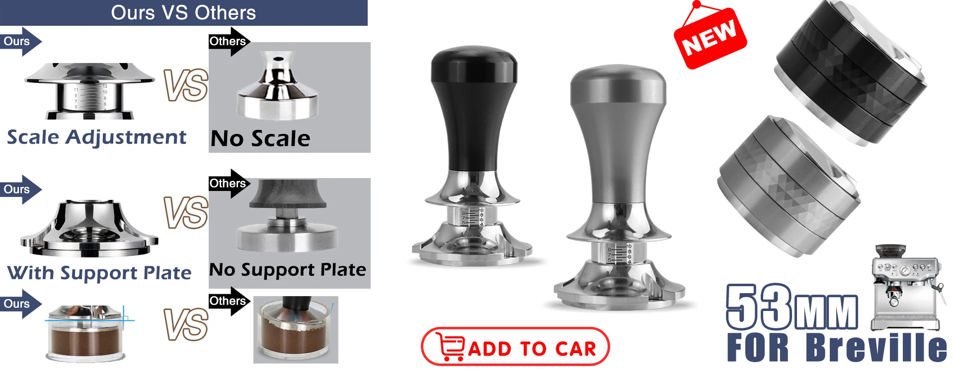54 mm Kaffee-Siebträger ohne Boden, nackt für Breville Sage 870 878 880 Filterkorb, Espressomaschine, Zubehör, Barista-Werkzeuge – Detail 3