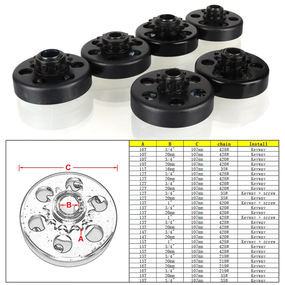 10T 11T 12T 13T 14T 15T 16T 18T Tooth 35/219/420/428# Chain 5/8