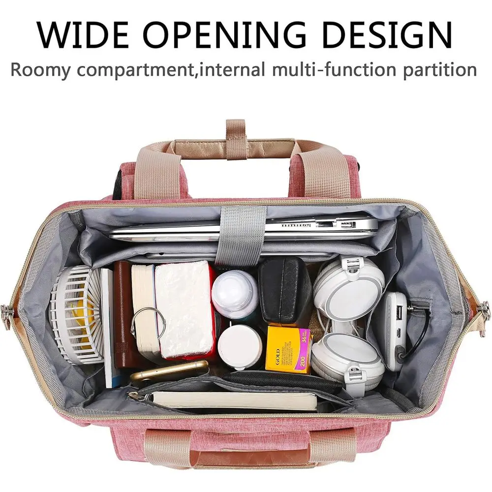 Mochila resistente al agua de gran capacidad para mujer con puerto de carga USB para computadora portátil 15,6, ideal para estudiantes, profesores, enfermeras, y