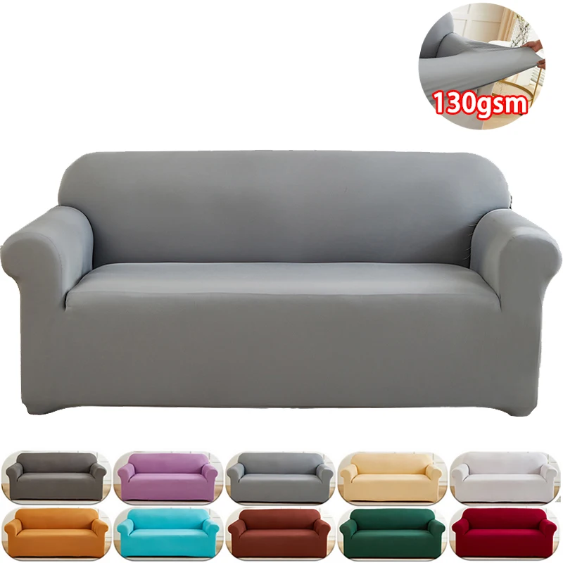 1pc Solid Color Sofa Slipcover 130gsm Thicken Elastic Non-slip Sofa Couch Cover Four Seasons Universal Sofa Protector Home Decor