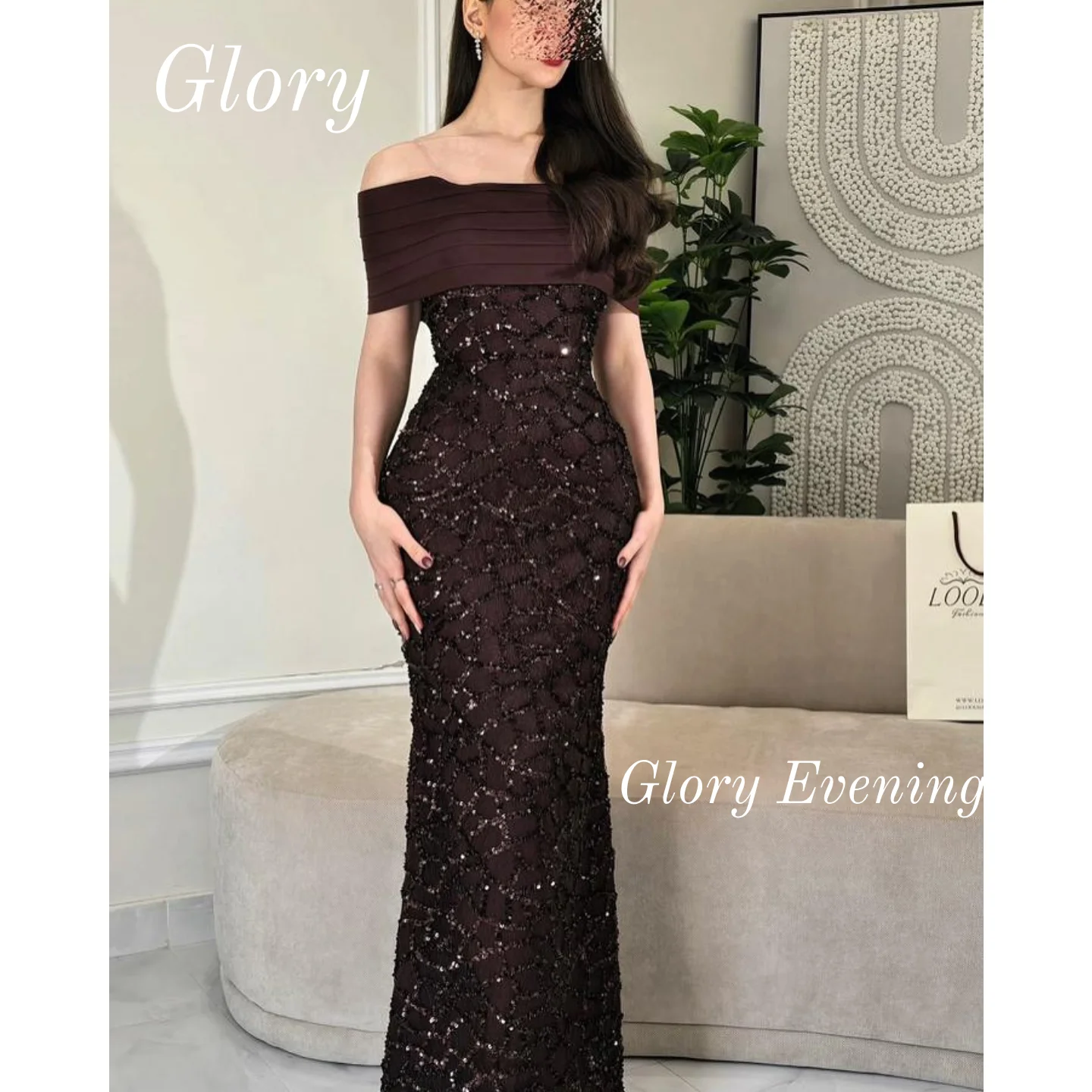 Elegant Dubai Sequins Prom Dress Woman Beadings Off The Shoulder Evening Party Gowns High Quality Customized Birthday Dress