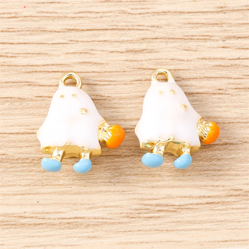 5 Stück 12 x 15 mm Cartoon-Halloween-Geist-Charms-Anhänger für die Herstellung von DIY-Halsketten, Ohrringen, Armbändern, Schmuckzubehör – Detail 4