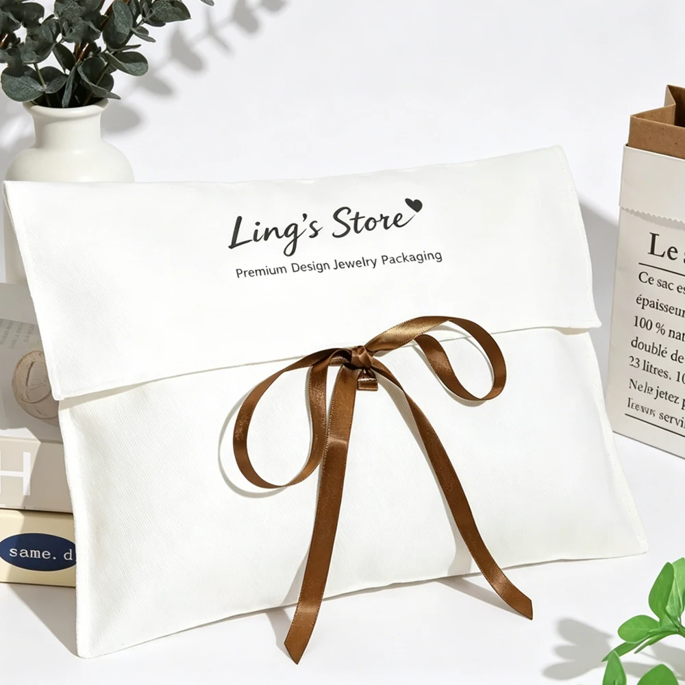 50/100 Stück Großpackung Personalisierte Logo-Twill-Baumwoll-Schmuckverpackungsbeutel Hochzeitsgeschenk-Beutel Musselin-Haartasche Kosmetiktasche – Detail 6
