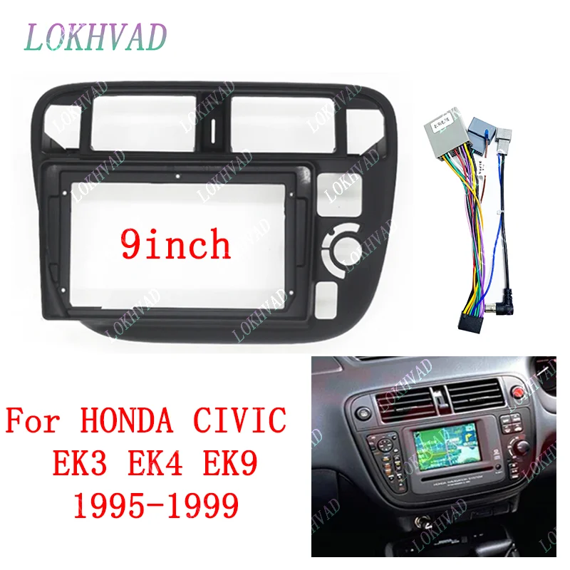 9 بوصة راديو السيارة Fascias لهوندا سيفيك 1995 - 1999 السيارات أندرويد مشغل MP5 لوحة الإطار 2Din رئيس وحدة ستيريو داش غطاء #2