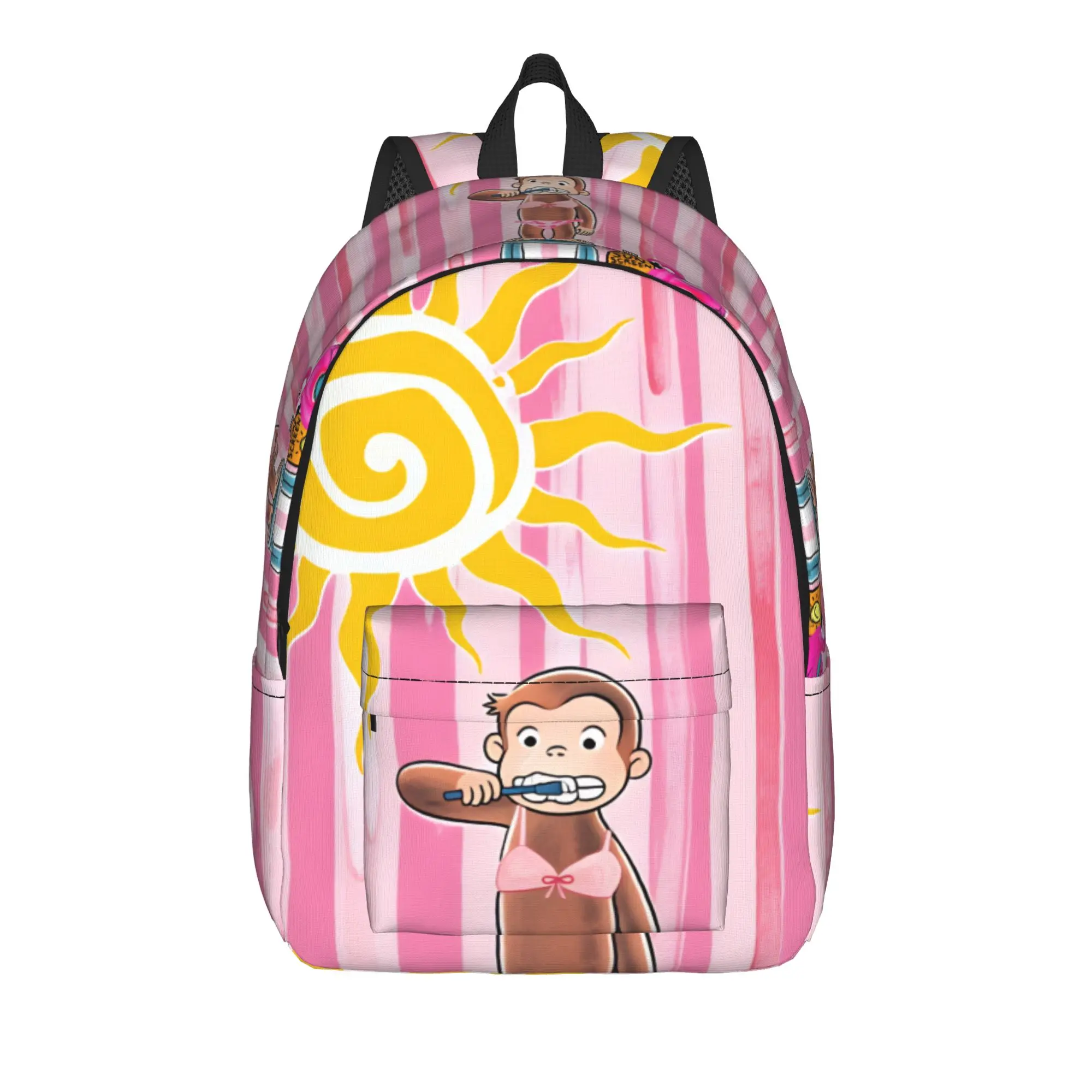 Curious George African Monkey  Backpack  College Backpacks Male Custom Print High School Bags Funny Rucksack