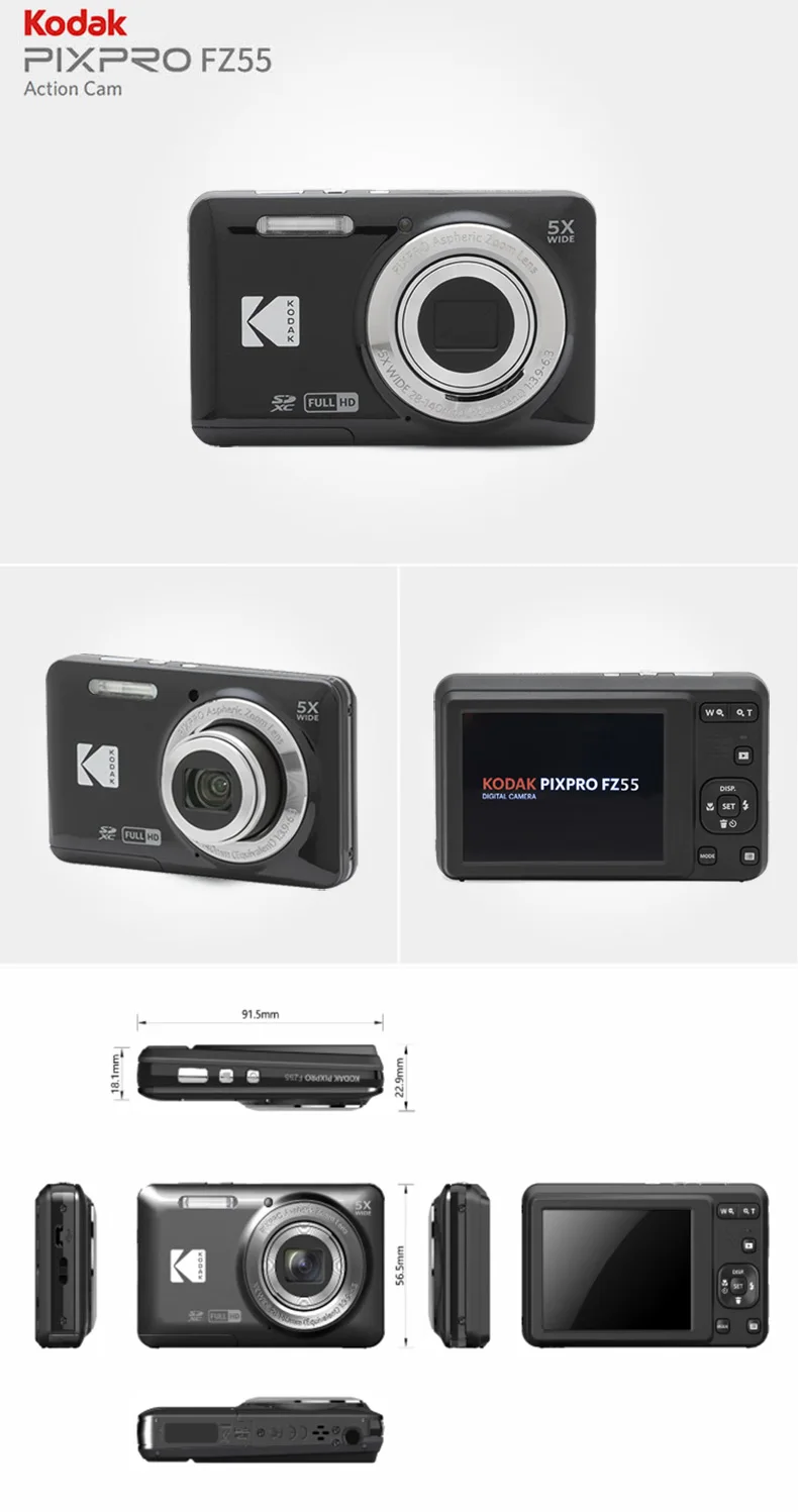 KODAK FZ55 コンパクトデジタルカメラ 光学5倍ズーム Amazon | KODAK (コダック) PIXPRO 使いやすい ズーム FZ55-BL