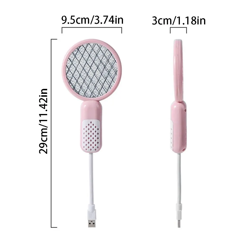 Pemukul Nyamuk USB Mini Kompak Lampu UV Raket Serangga Sengatan Listrik Jaring Keamanan Portabel Bug Terbang Zapper Berkemah