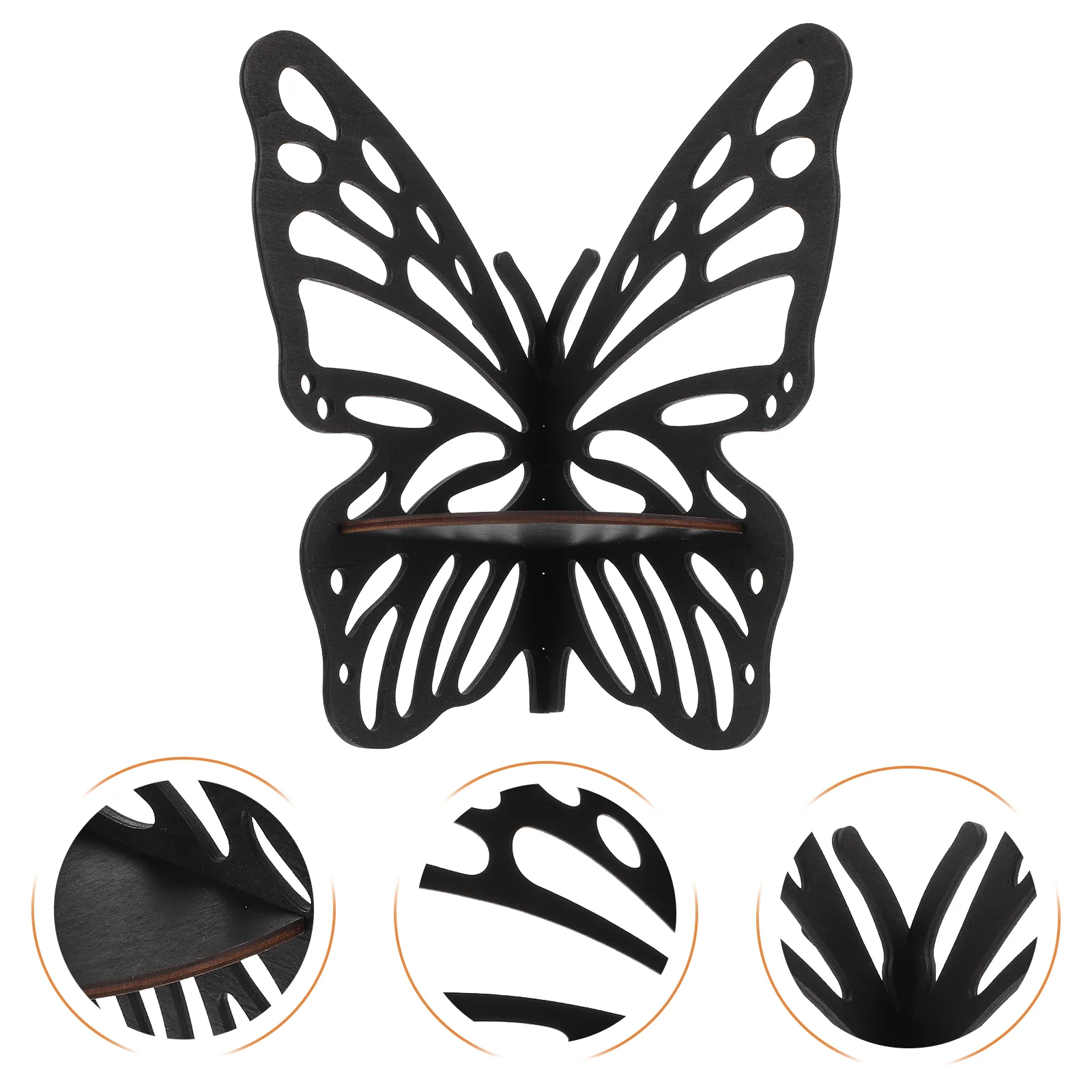 

Wooden Butterfly Stand Hanging Wall Shelf Crystal Display Rack Shelves Floating Decorative Corner Book