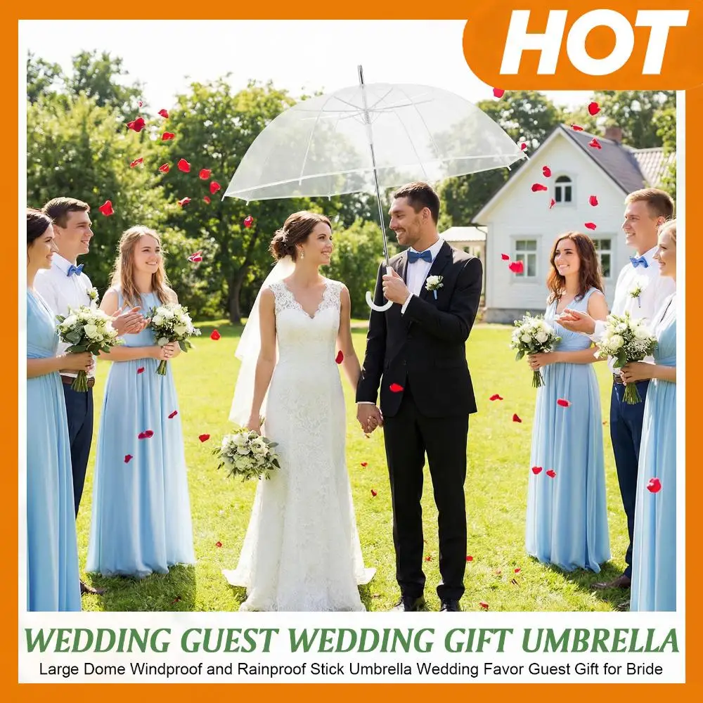 

52 Inch Large Dome Rain Windproof Stick Umbrellas with Classic Hook Handle Umbrella Gifts Bulk with Thank You Tags and Rope