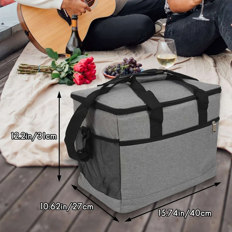VEHO-Cool Boxes For Food,33 Liters Foldable Picnic Cooler Bag 1 Shoulder Handbag, Large Portable Picnic/Travel/Office